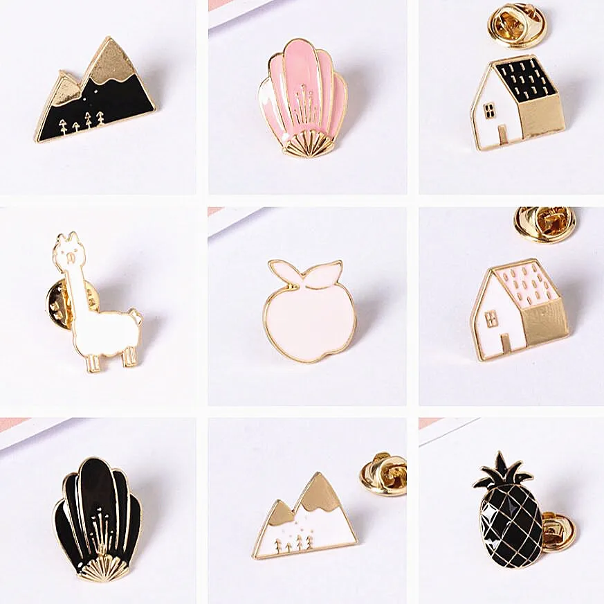 

Timlee X177 Cartoon Cute Animal House Fox Design Metal Brooches Pins Buttton Pin Wholesale