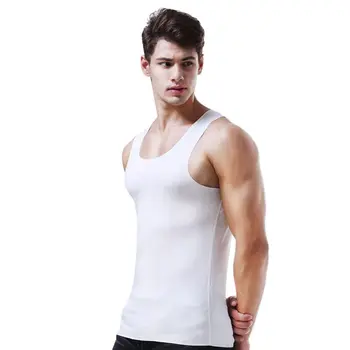 

Ice Silk Men Comfy Fitness Undershirts High Quality Elastic Basic O Neck Sleeveless Male Tank Tops Plus Size L XL XXL XXXXL