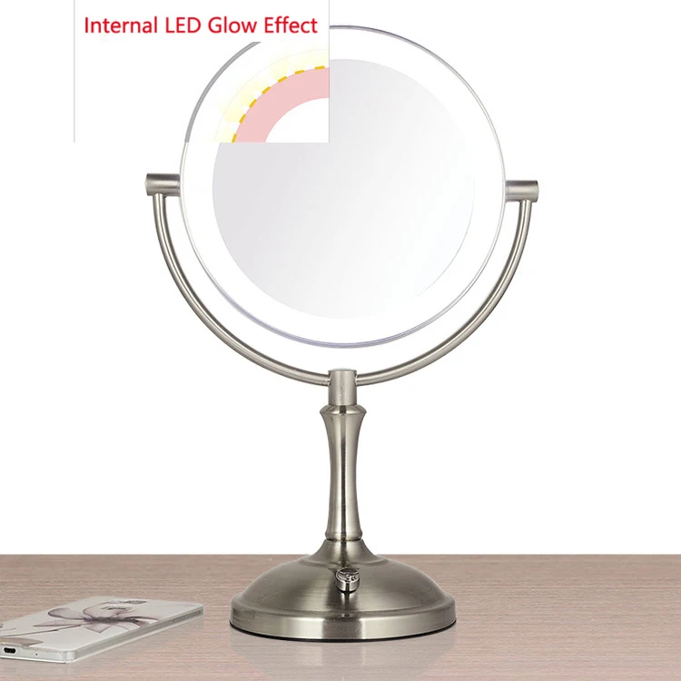  Desktop 8 Inch Makeup Mirror 2-Face Metal Mirror 3X 5X 10X Magnifying Cosmetic Mirror LED Lamp Adju - 32830812973