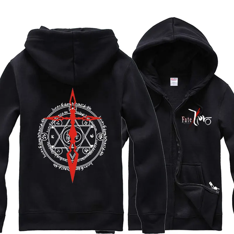 

Mens Hoodies Anime Fate Command Spell Fate Zero Saber Lion Hooded Sweatshirt Jersey Full Sleeve Hoodie Zip-up Tops COS Coat Gift