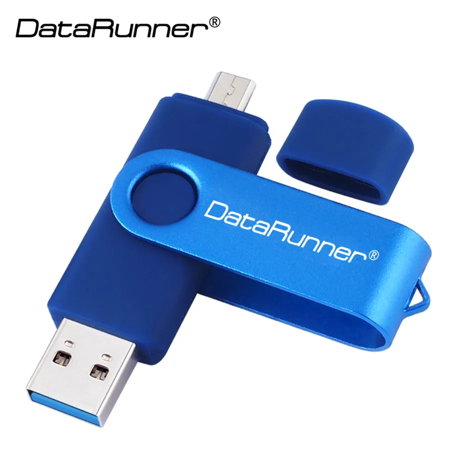 DataRunner OTG USB флеш-накопитель Высокоскоростной Usb 3,0 флеш-накопитель 256 ГБ 128 Гб 64 ГБ 32 ГБ 16 ГБ флеш-накопитель 2 в 1 карта памяти Micro USB - Цвет: Dark Blue