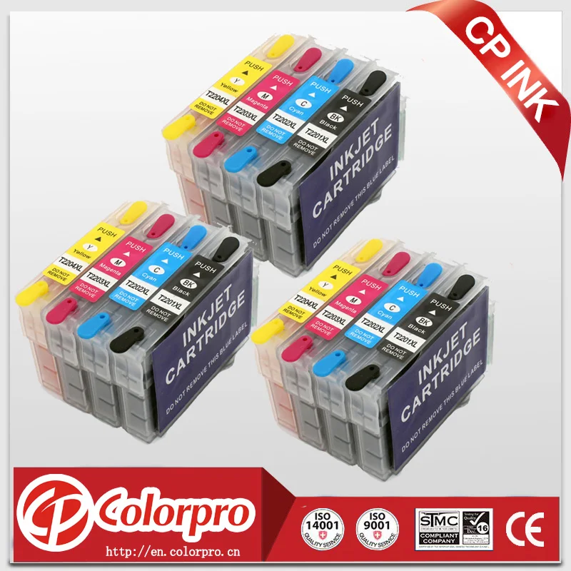 

12PK T2201XL-T2204XL edible ink cartridge for epson Expression XP-320,XP-420,XP-424,WorkForce WF-2630, WF-2650, WF-2660 Printer