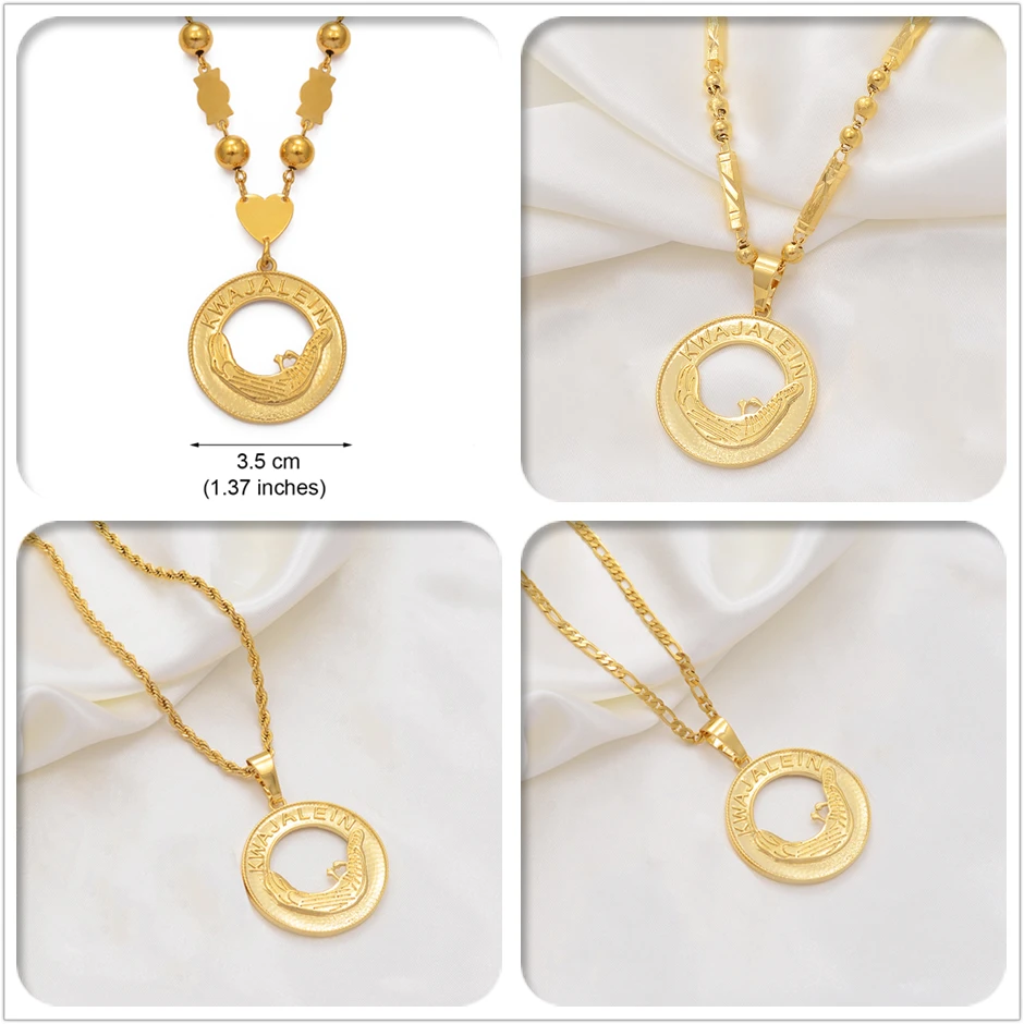 

Anniyo Kwajalein Map Flag Pendant Necklaces set for Unisex Women Men Girl Marshallese Jewelry Gifts Gold Color Jewellery #211206