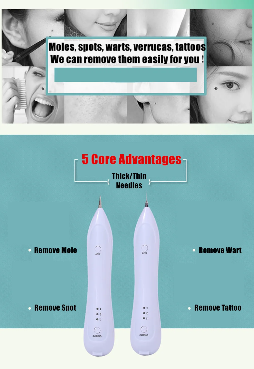 Beauty Mole Removal Sweep Pen Rechargeable Moles Spots Warts Verrucas Tattoos Removing Device Microplasma Remove Spot Machine (10)