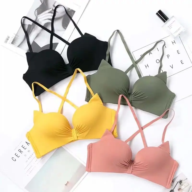 

Sexy Fox Seamless Underwear Women Kawaii Cat Ears Bra Spring Wire Free sexy bra bralette Push Up Bra pink black