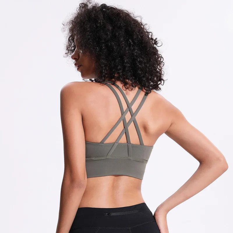 

NWT 2019 Sports Bra Lady New Style Breathable Quick Dry Sports bra Bodybuilding Bras 4 Way Stretch Fabric Running Bras