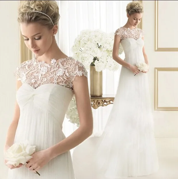 2015 Elegant Chiffon Straight Wedding Dresses Princess Real