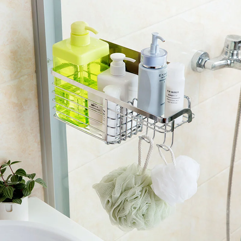 Free Punch  Bathroom Shelf  Stainless Steel Trimming Wall Hanging Kitchen Wall Quilts Shelf Storage Rack Bathroom Accessories