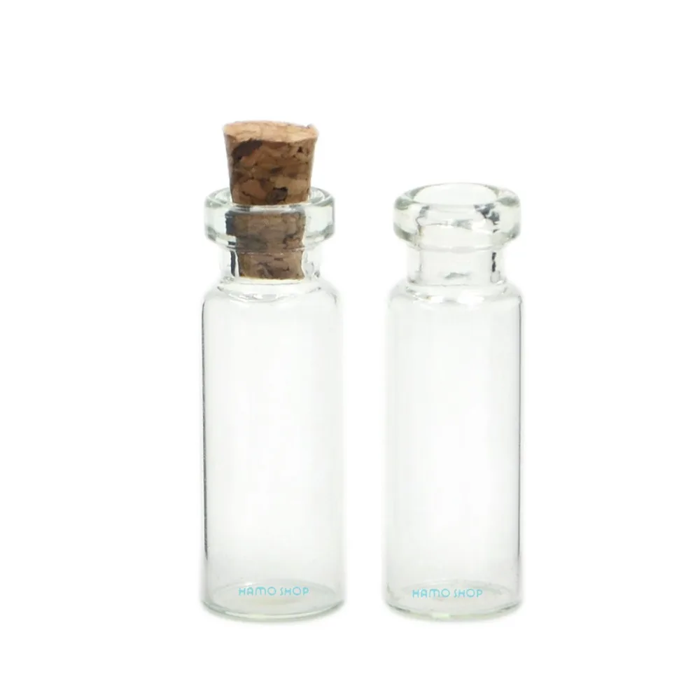 10pcs 1ml Glass Bottle Small Mini Corks Empty Oil Clear Vial Wishing 102805Storage Bottles