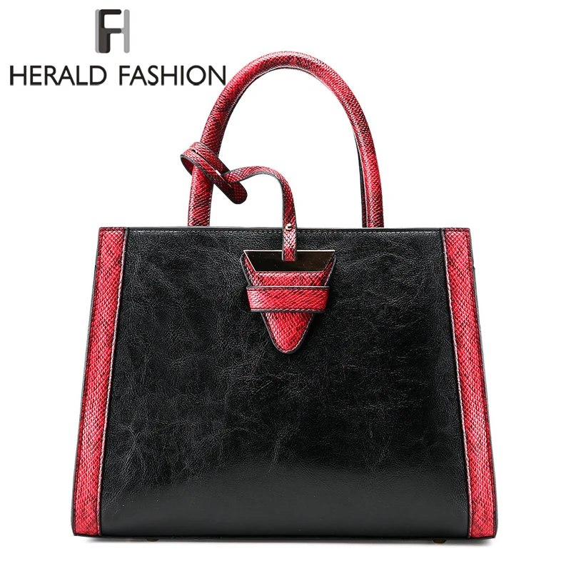 

Herald Fashion Quality Women Leather Handbag Luxurious Ladies' Commuter bag Panelled Female Shoulder Bag Causal Women Totes