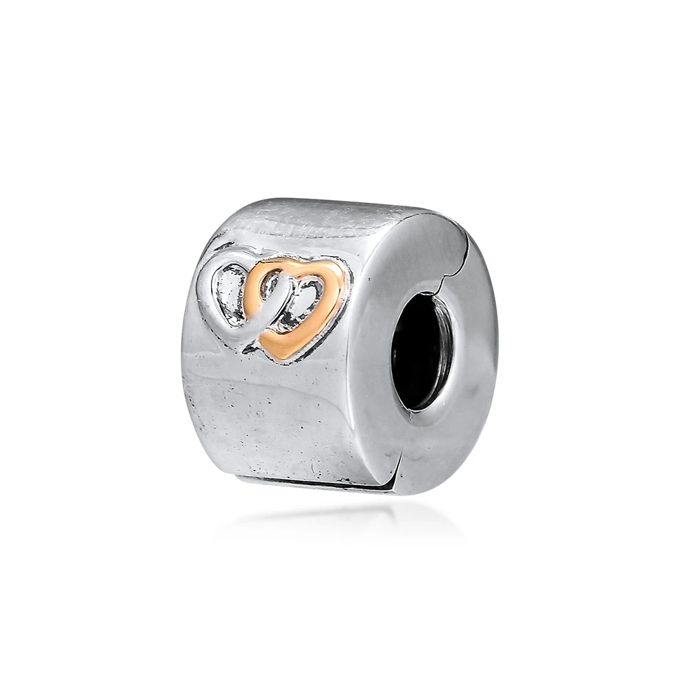 

CKK Silver 925 Jewelry Fits Pandora Bracelets 14K Gold Hearts Aglow Clip Charms Original Sterling Silver Beads