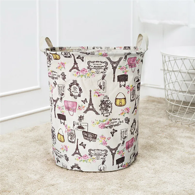 Folding laundry baskets clothes Storage Waterproof Canvas Sheets Laundry Organizer Holder Pouch Household #3n15#f (4)