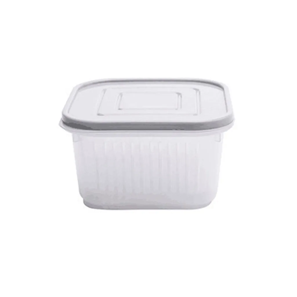 Квадратный слив герметичная коробка имбирь чеснок лук еда контейнер-холодильник качество хранения кухня Органайзер холодильник коробка для хранения - Цвет: Gray