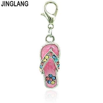 

JINGLANG Fashion Alloy Pendant 3 Style Color Rhinestone Slipper Lobster Clasp Charms Pendant DIY Jewelry Making Accessories