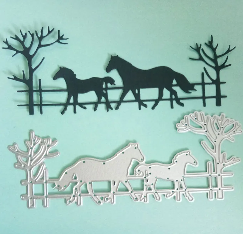 Estel-Etched-Knife-Die-Cut-Horses-Fence-Trees-Metal-Cutting-Dies-Crafts-Stencils-for-Scrapbooking-Embossing-(1)