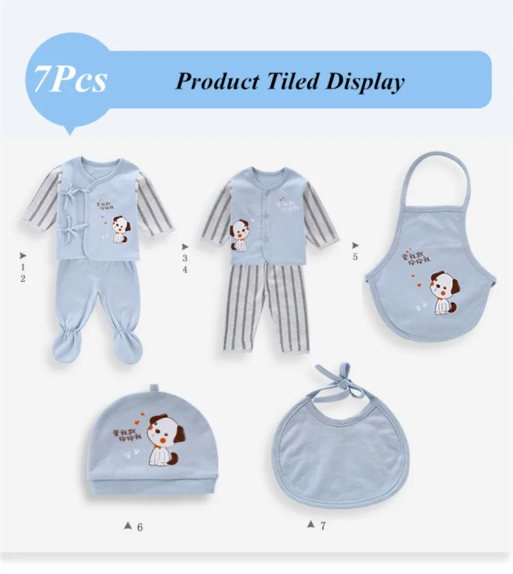 7Pcs/Set 0-3 Months Newborn Clothing Set Gift Box Baby Boy Girl Underwear Pajamas Set For Newborn 4 Season Wear Dwq450