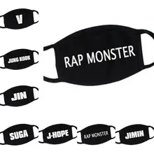 Унисекс хлопок Пылезащитная маска для лица Kpop "V" "RAP MONSTER" "SUGA" Письмо Bangtan мальчики счастливые женщины мужчины черные маски