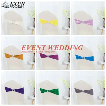 

Nice Looking Spandex Sash Tie Bow Lycra Chair Cover Band Include Crown Buckle For Wedding Event Decoration
