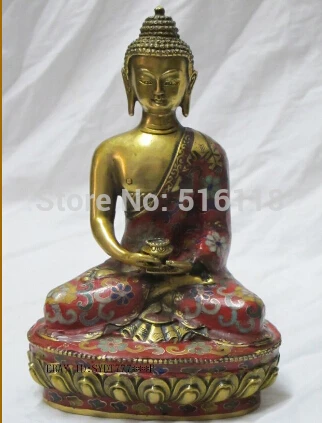 

Beautiful Tibetan bronze Cloisonne red coat Amitabha longevity god Amitayus