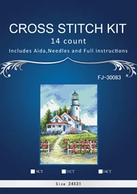 

top quality lovely counted cross stitch kit Scenic Lighthouse beautiful house Dimensions 65057