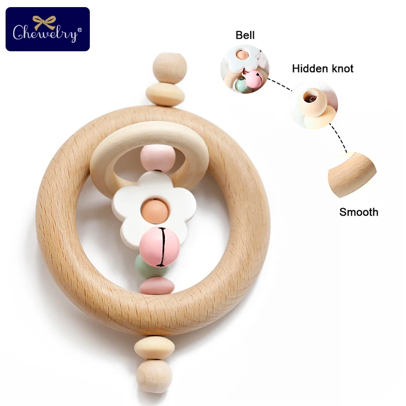 1 шт. детская игрушка-погремушка деревянные кольца пищевой перле Силиконовые Прорезыватели для зубов автомобиль Монтессори коляска