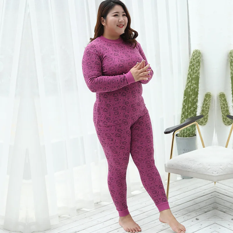 UEICOE новейший осенне-зимний женский ультра мягкий термобелье кальсоны набор размера плюс 3XL-7XL одежда пижамы