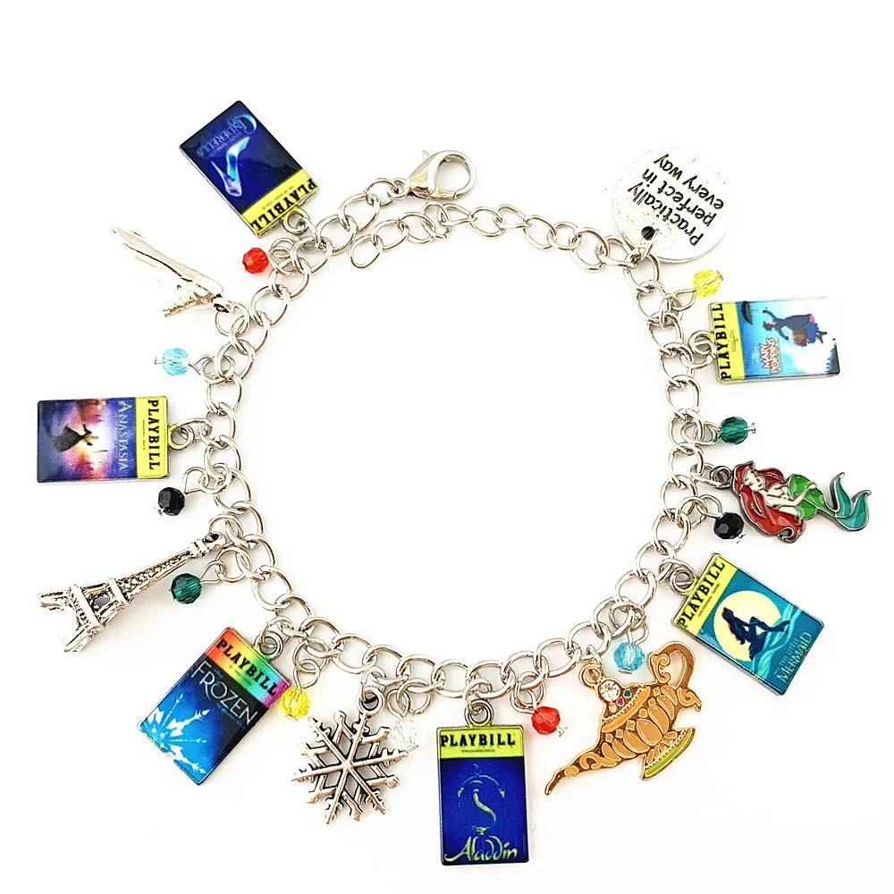 

HBSWUI Wholesale Freeshipping 20pcs a lot The little mermaid Aladdin Cinderella Mary poppins Anastasia charm Bracelet DTHVVFD02