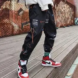 5XL осенние японские Джоггеры мужские черные шаровары мульти-карманные ленты мужские спортивные штаны Уличная Повседневная Хип-хоп мужские брюки карго - Цвет: 6