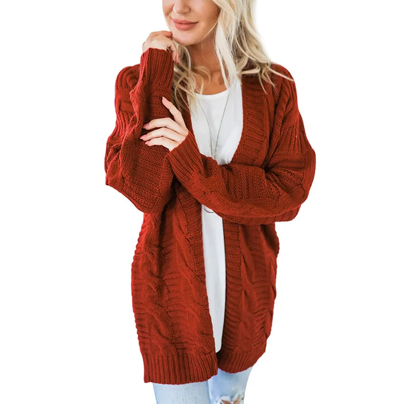 

Knitted Long Cardigans Women Loose Kimono Sweaters Warm Winter Twist Jumper Outwear Plus Size