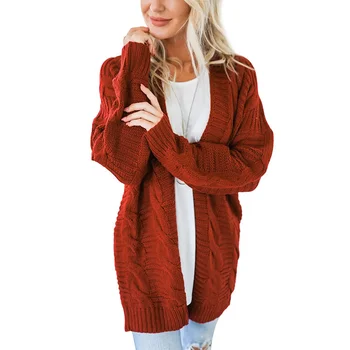 

Knitted Long Cardigans Women Loose Kimono Sweaters Warm Winter Twist Jumper Outwear Plus Size
