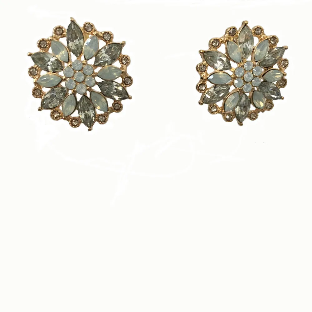 

Trendy color acrylic stone with gold color round stud earring