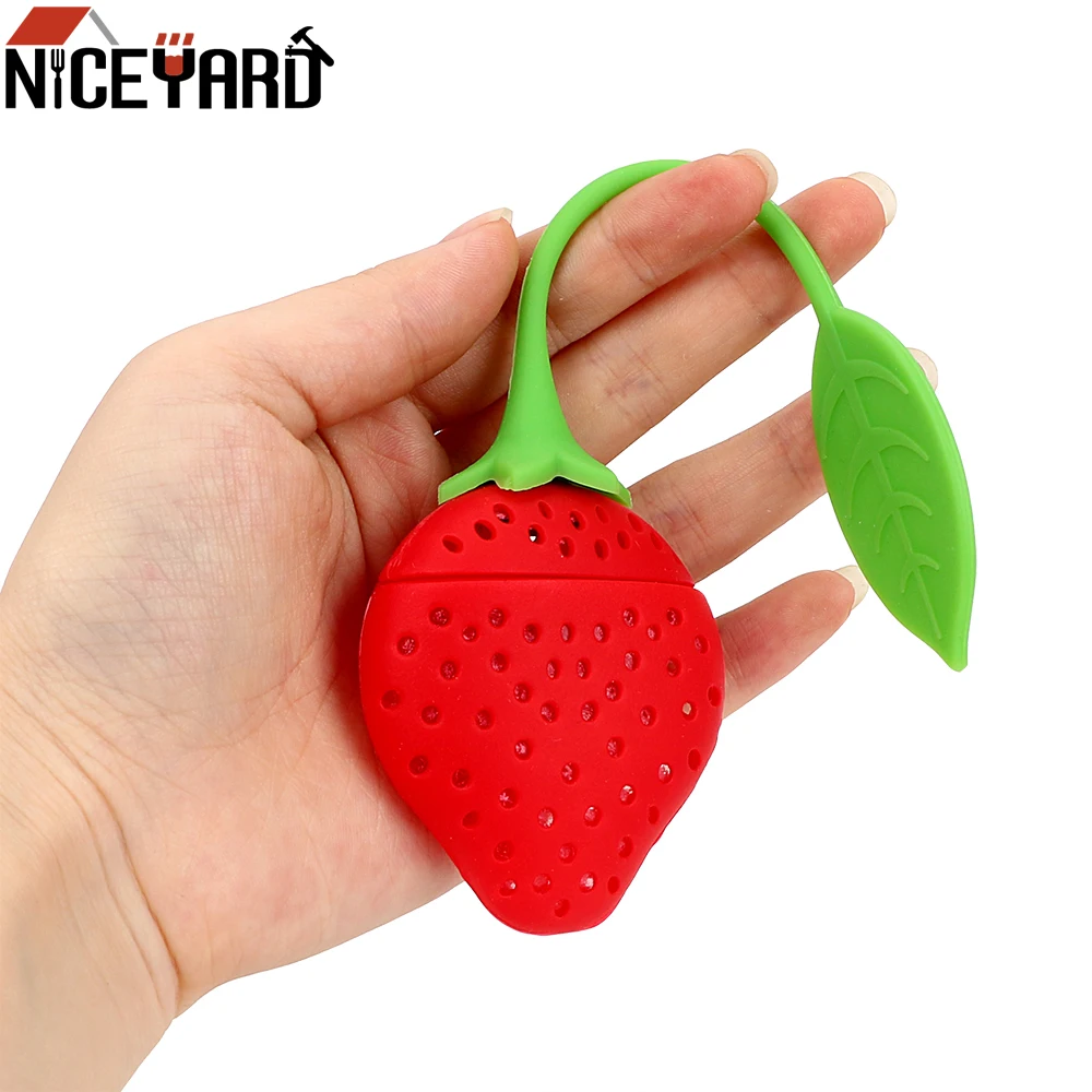

NICEYARD Tea Leaf Strainer Candy Filter Bag Herbal Spice Silicone Strawberry High Temperature Resistance Filter Tools Diffuser