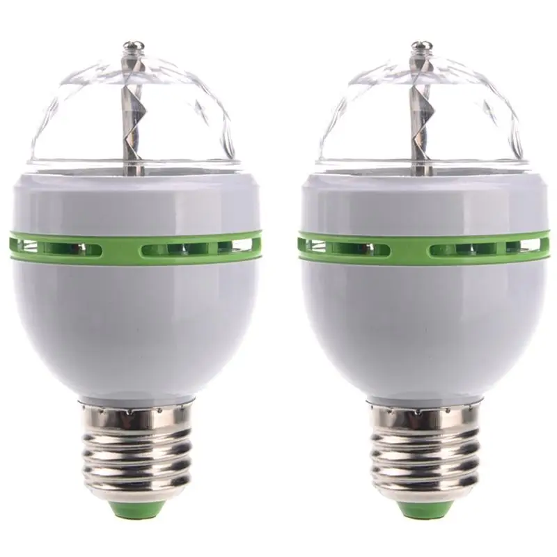 2pcs E27 3W AC85 260V 3 LED Full Color Rotating RGB LED Spotlight Bulbs