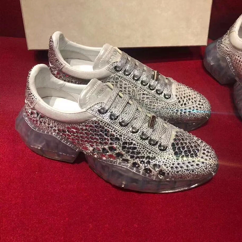 

Hot spot Bling women's shoes white crystal women's shoes flat slippers women's rhinestone leather clothing -1