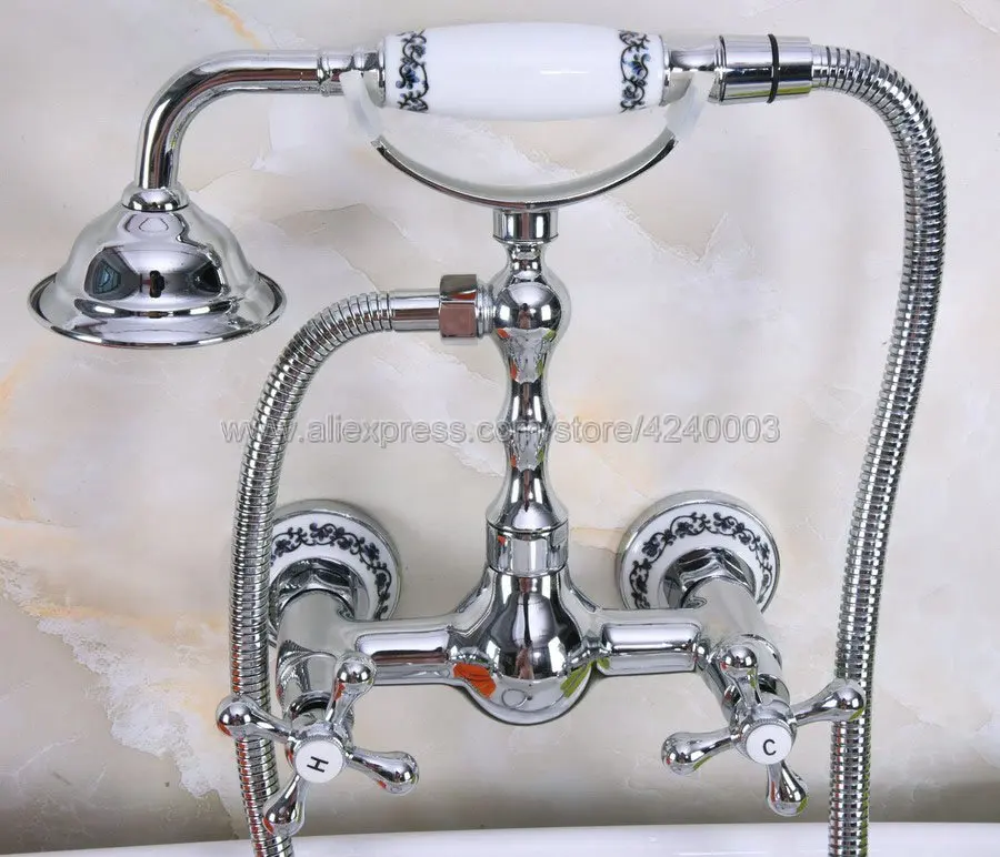 Polished Chrome Bathroom Faucet Bath Faucet Mixer Tap Wall Mounted