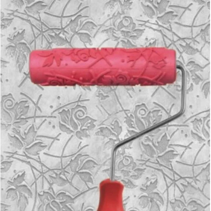 Ролики для украшения стен дерево Цветы Узор краски ролик бытовой краски ing кисти DIY инструмент художественная краска текстура прокатки кисти - Цвет: 7inch Flower Pattern