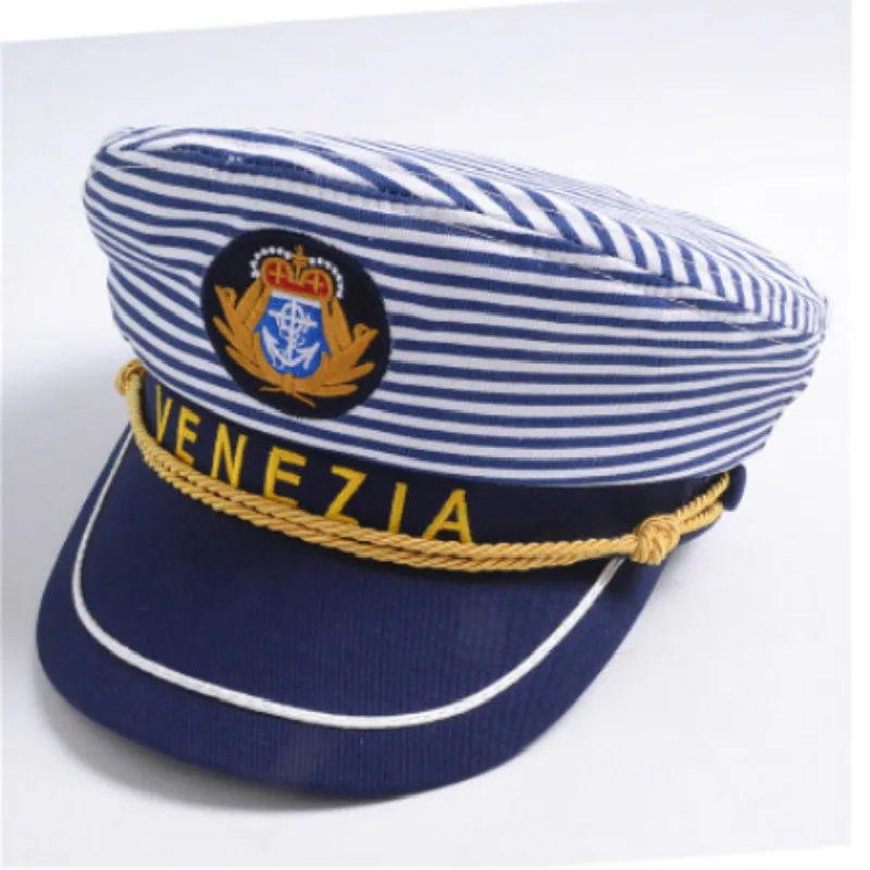 Black White Red Striped Military Hat 
