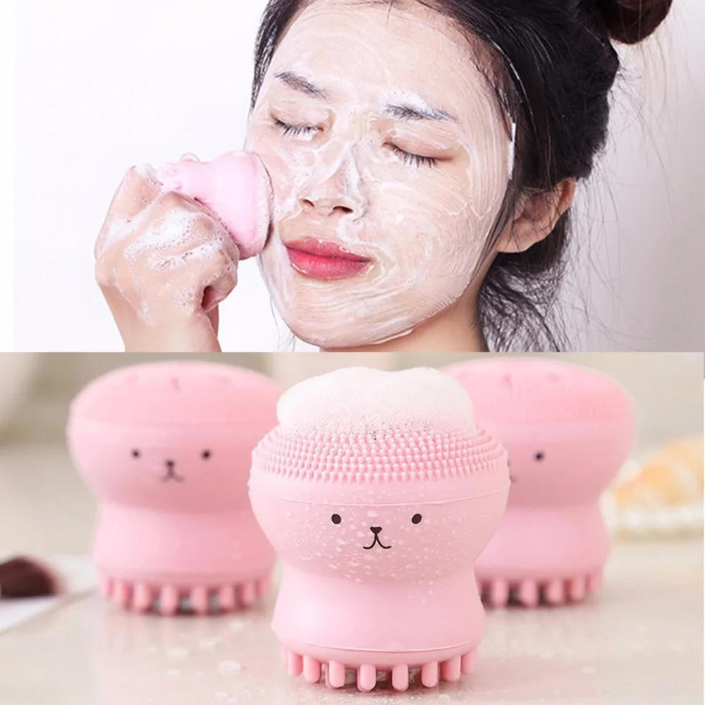 1PCS Powder Cosmetic Puff Face Skin Care Cleaning Tools Makeup Sponge w/ Sillicone Brush Blending Face Foundation Cream Blending