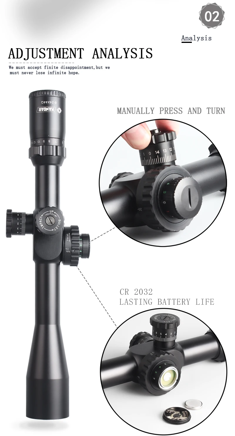 KANDAR 6-24X44 Q FFP тактический прицел красный зеленый с подсветкой Прицел снайперской винтовки оптический прицел охотничьи прицелы винтовка air Red dot