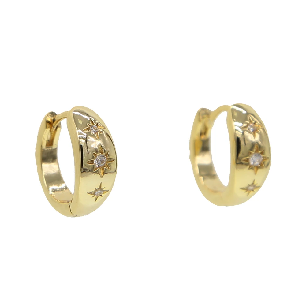 

Gold Filled simple geometric cz star hoop Midi Minimal EarringS For girl women 2019 delicate tiny north star CZ Fashion Jewelry