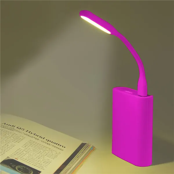 Многоцветная мини-автомобильная лампа для чтения, USB светодиодный светильник, компьютерная лампа для ноутбука, ПК, ноутбука, ночная лампа для чтения, силикагель - Название цвета: Фиолетовый