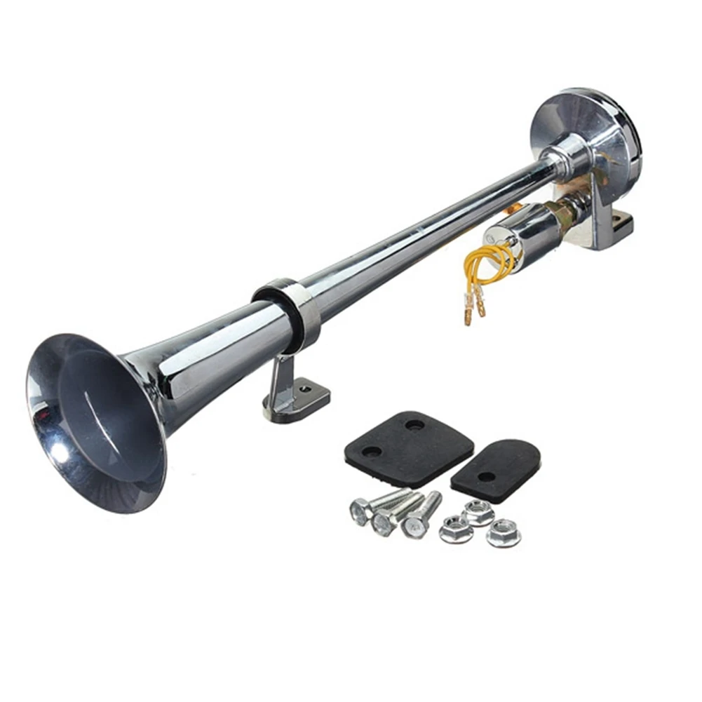

135DB Chrome Single Trumpet Air Horn Set Car Truck Train Boat 12V Super Loud new