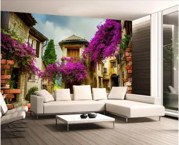 

Custom photo 3d wallpaper Non-woven mural wall sticker Continental beautiful brick town street beautiful background wallpaper