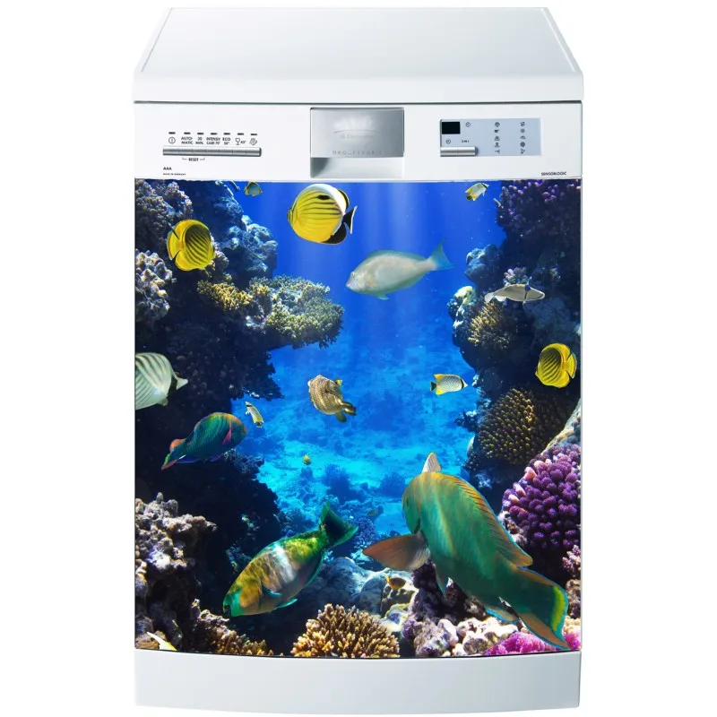 

DIY Sea World Fishes Waterproof SelfAdhesive Dishwasher Door Sticker Wallpaper kitchen accessories wall sticker