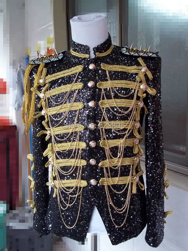 Ленточки погон золотые цепочки пайетки куртка верхняя одежда костюм Топ певец DJ DS танец этап носить костюмы Performance Blazer
