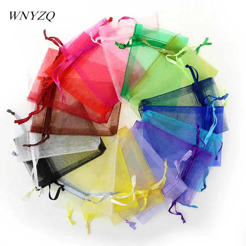 

20pcs/lot 9*7cm Organza Bag Candy Jewelry Gift Packaging Bags Organza Colored Drawstring Bag For Wedding Festival Party Supplies