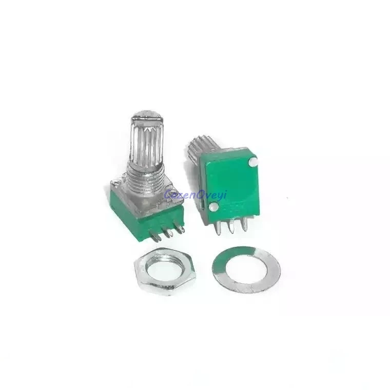 

5pcs/lot RK097N 50K single linked potentiometer B50K with a switch audio 3pin shaft 15mm power amplifier sealing potentiometer