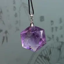 Натуральный аметист Большая подвеска в виде спутника граней с веревкой