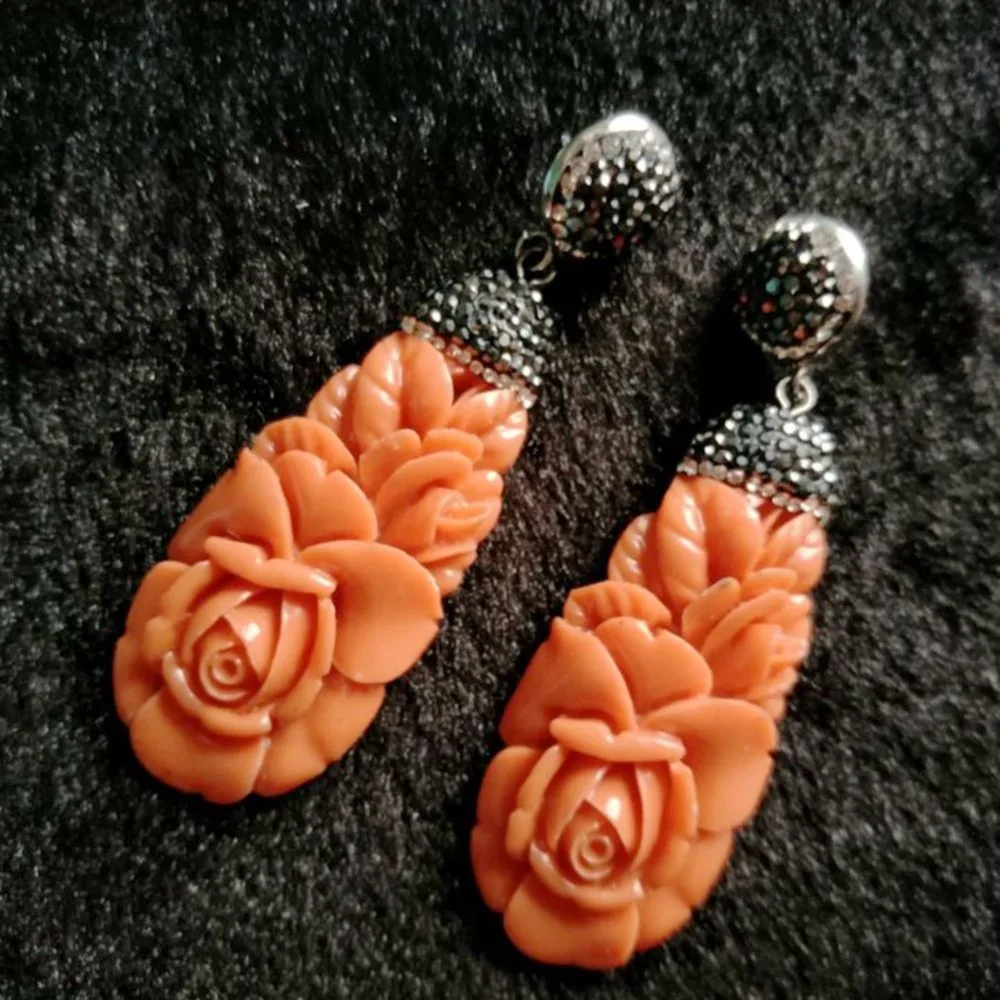 

Simple Flower Shape Stone Jewelry Stud Long Earring For Girls Gift Brincos Para As Mulhere