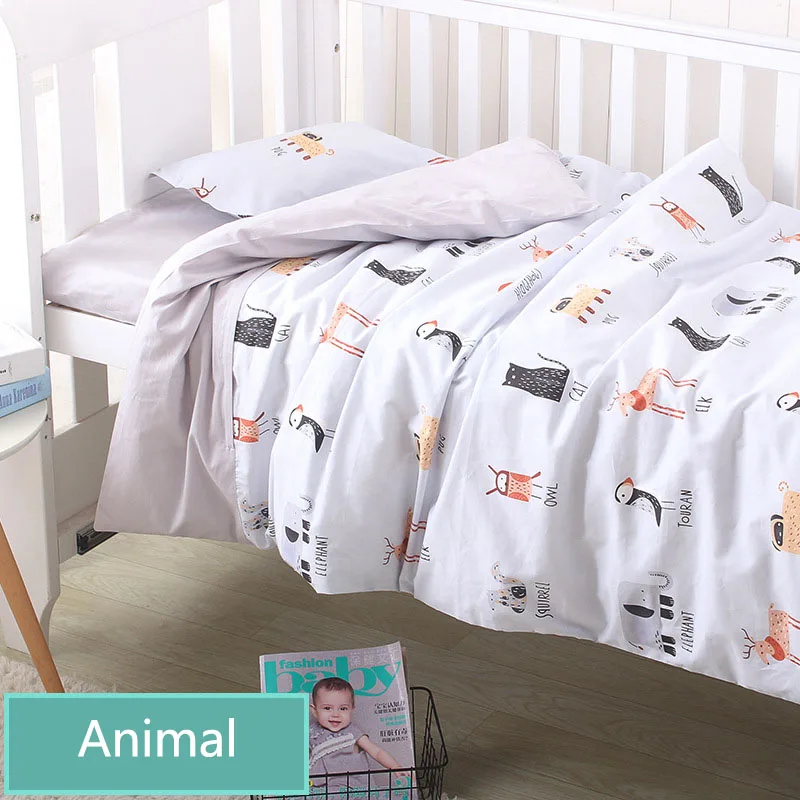 Комплект постельного белья из 3 предметов для новорожденных; комплекты для сна из хлопка; мягкий пододеяльник с принтом оленя; наволочка; плоский лист - Цвет: Animal